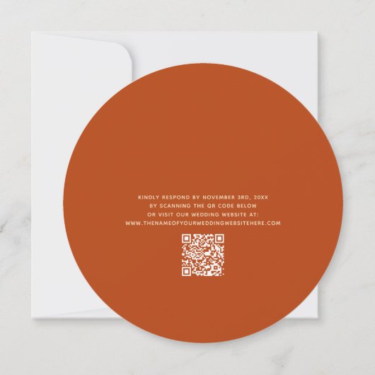 Invitation QR Code Burange Orange Mariage de typographie (Dos)