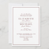 Invitation QR Code Burgundy Classic Script Mariage (Devant)