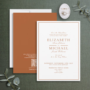 Invitation QR Code Burnt Orange Classic Script Mariage
