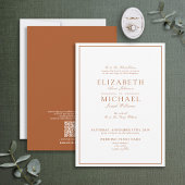Invitation QR Code Burnt Orange Classic Script Mariage