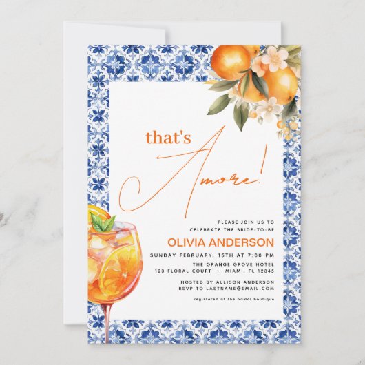 Invitation QR Code c'est Amore Spritz Fête des mariées (Devant)