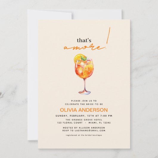 Invitation QR Code c'est Amore Spritz Fête des mariées (Devant)