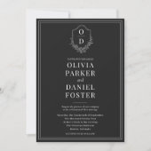 Invitation QR Code Classic Crest Black & White Photo Mariage (Devant)