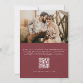 Invitation QR Code Classic Crest Photo Mariage Bourgogne (Dos)