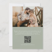 Invitation QR Code Classic Crest Sage Green Photo Mariage (Dos)