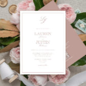 Invitation QR Code Classic Dusty Rose Script Monogram Mariage