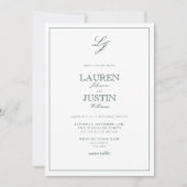 Invitation QR Code Classic Emerald Green Monogram Mariage (Devant)