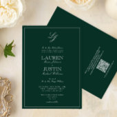Invitation QR Code Classic Emerald Green Monogram Mariage
