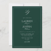 Invitation QR Code Classic Emerald Green Monogram Mariage (Devant)