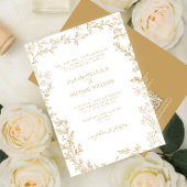 Invitation QR Code Classic Formal Elegant Gold Leafy Mariage