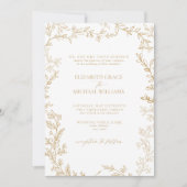 Invitation QR Code Classic Formal Elegant Gold Leafy Mariage (Devant)