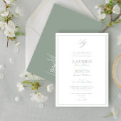 Invitation QR Code Classic Sage Green Script Monogramme Maria