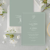 Invitation QR Code Classic Sage Vert Monogramme Mariage