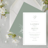 Invitation QR Code Classic Sage Vert Monogramme Mariage