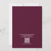 Invitation QR Code Classique Bourgogne Script Monogramme Mari (Dos)