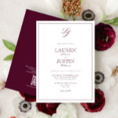 Invitation QR Code Classique Bourgogne Script Monogramme Mari