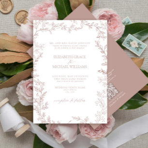 Invitation QR Code Classique Formal Élégant Dusty Rose Mariag
