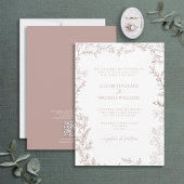 Invitation QR Code Classique Formal Élégant Dusty Rose Mariag