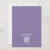 Invitation QR Code Classique Formal Élégant Mariage Lavande (Dos)