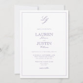 Invitation QR Code classique Lavender Script Monogramme Maria (Devant)