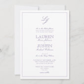 Invitation QR Code classique Lavender Script Monogramme Maria (Devant)