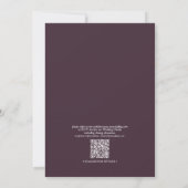 Invitation QR Code classique Plum violet Mariage de monogramm (Dos)