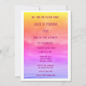 Invitation QR Code Cloud Neuf filles fête d'anniversaire 1er  (Devant)