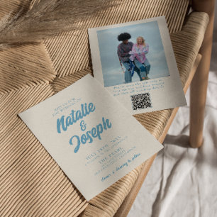 Invitation QR Code coloré Retro brillant Gras Mariage photo