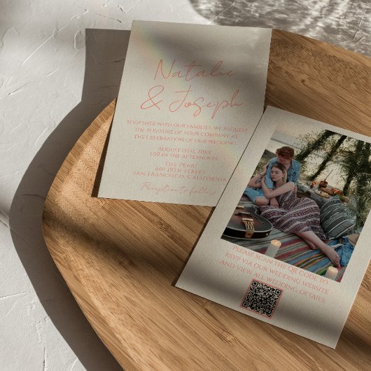 Invitation QR Code Colorful Pastel Whimsical Photo Mariage