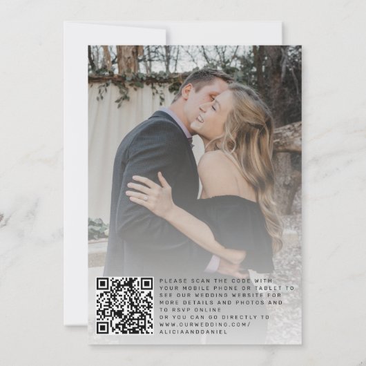 Invitation QR CODE couverture photo mariage moderne élégant (Dos)