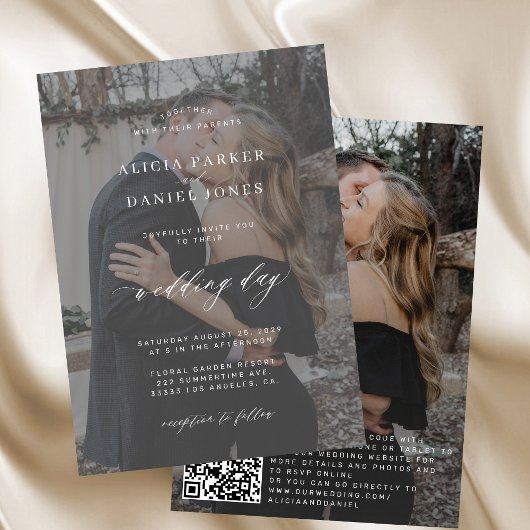 Invitation QR CODE couverture photo mariage moderne élégant