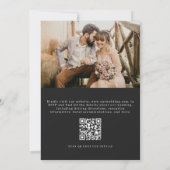 Invitation QR Code Crest Black & White Photo Mariage moderne (Dos)