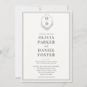 Invitation QR Code Crest Black & White Photo Mariage moderne (Devant)