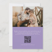 Invitation QR Code Crest Lilac Purple Photo Mariage (Dos)