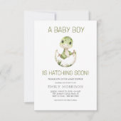 Invitation QR Code Cute Dinosaur Hatching Bientôt Baby shower (Devant)