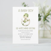 Invitation QR Code Cute Dinosaur Hatching Bientôt Baby shower (Debout devant)