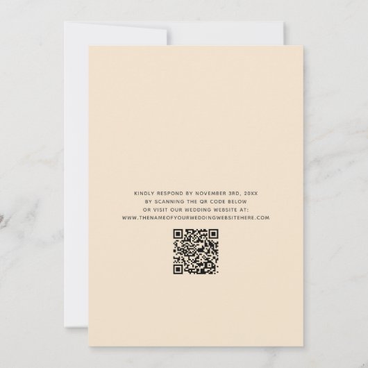 Invitation QR Code Décontracté Champagne Mariage de typograph (Dos)