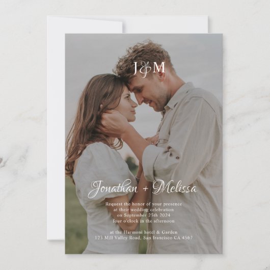 Invitation QR Code Deep Sage Green Monogramme Mariage photo (Devant)