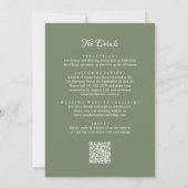 Invitation QR Code Deep Sage Green Monogramme Mariage photo (Dos)