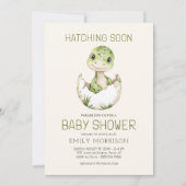 Invitation QR Code Dinosaure beige Hatching Bientôt Baby show (Devant)