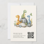Invitation QR Code Dinosaure beige Hatching Bientôt Baby show (Dos)