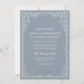 Invitation QR Code Dusty Bleu Élégant Mariage minimal (Devant)