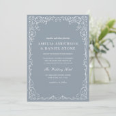 Invitation QR Code Dusty Bleu Élégant Mariage minimal (Debout devant)