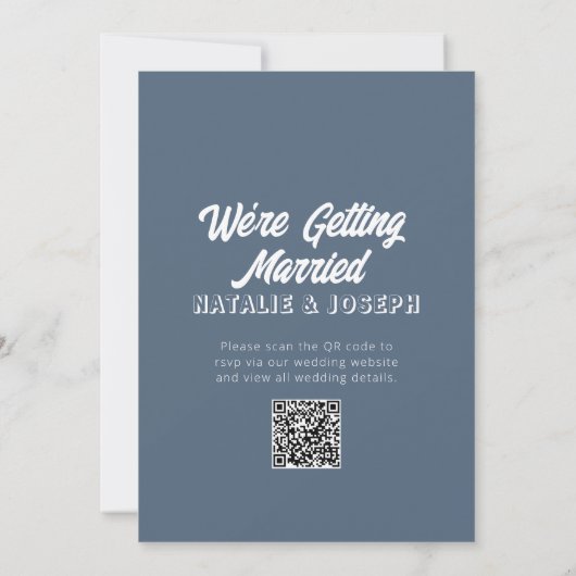 Invitation QR Code Dusty Bleu moderne amusant Mariage Whimsic (Dos)