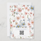 Invitation QR Code Dusty Blue Blush Fleur sauvage Mariage ros (Dos)
