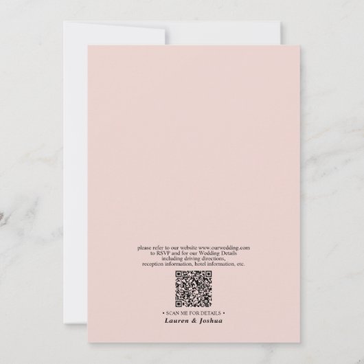 Invitation QR Code Dusty Blue Blush Rustic Wood Lace Mariage (Dos)