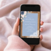 Invitation QR Code Dusty Blue Blush Rustic Wood Lace Mariage