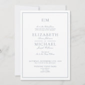 Invitation QR Code Dusty Blue Classic Script Monogramme Maria (Devant)