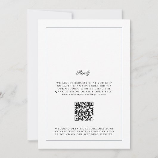 Invitation QR Code Dusty Blue Crest Monogram Mariage (Dos)