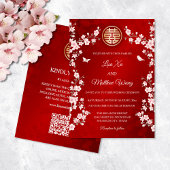 Invitation QR Code Dusty rose cerisier Mariage chinois
